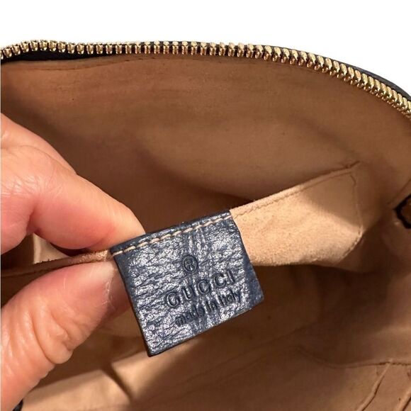 Gucci Navy Blue Leather Ophidia Dome Bag with Red Stripe - Picture 8 of 15